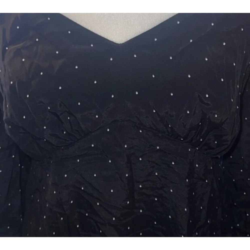 a new day Black Dot Long Sleeve Maxi Dress Small - Picture 3 of 5